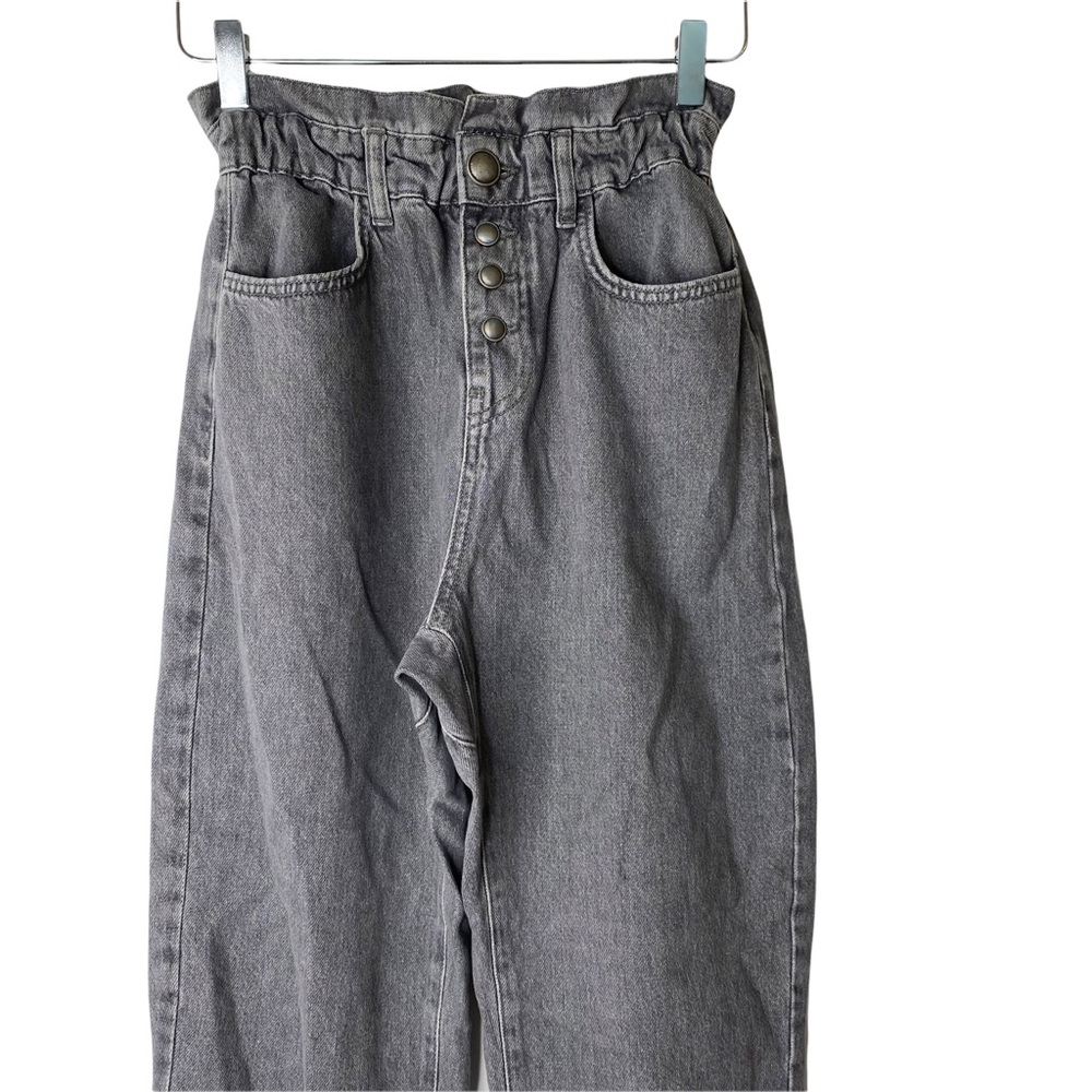 Zara Super High Rise Paperbag Waist Mom Boyfriend Engineering Crop Jeans Size 0 - Picture 6 of 13